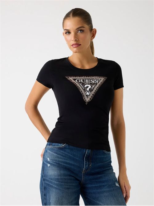 T-shirt vestibilità slim logo triangolo GUESS | W5BI15J1314/JBLK